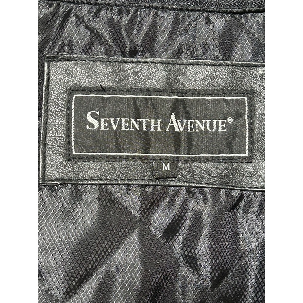 Seventh Ave Black Leather Utility Jacket Mens‎ Size Medium Chore Workwear Biker - Picture 6 of 9